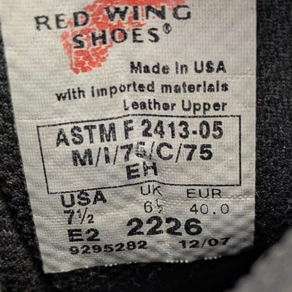 Red Wing Steel Toe 2226 6\